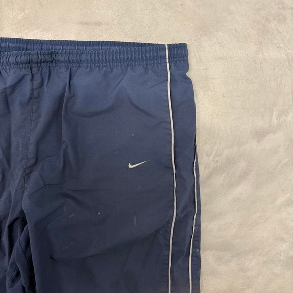 Nike Vintage Windbreaker Track Pants Navy Blue Mesh Lined Mens XL Piping Swoosh - Picture 3 of 5